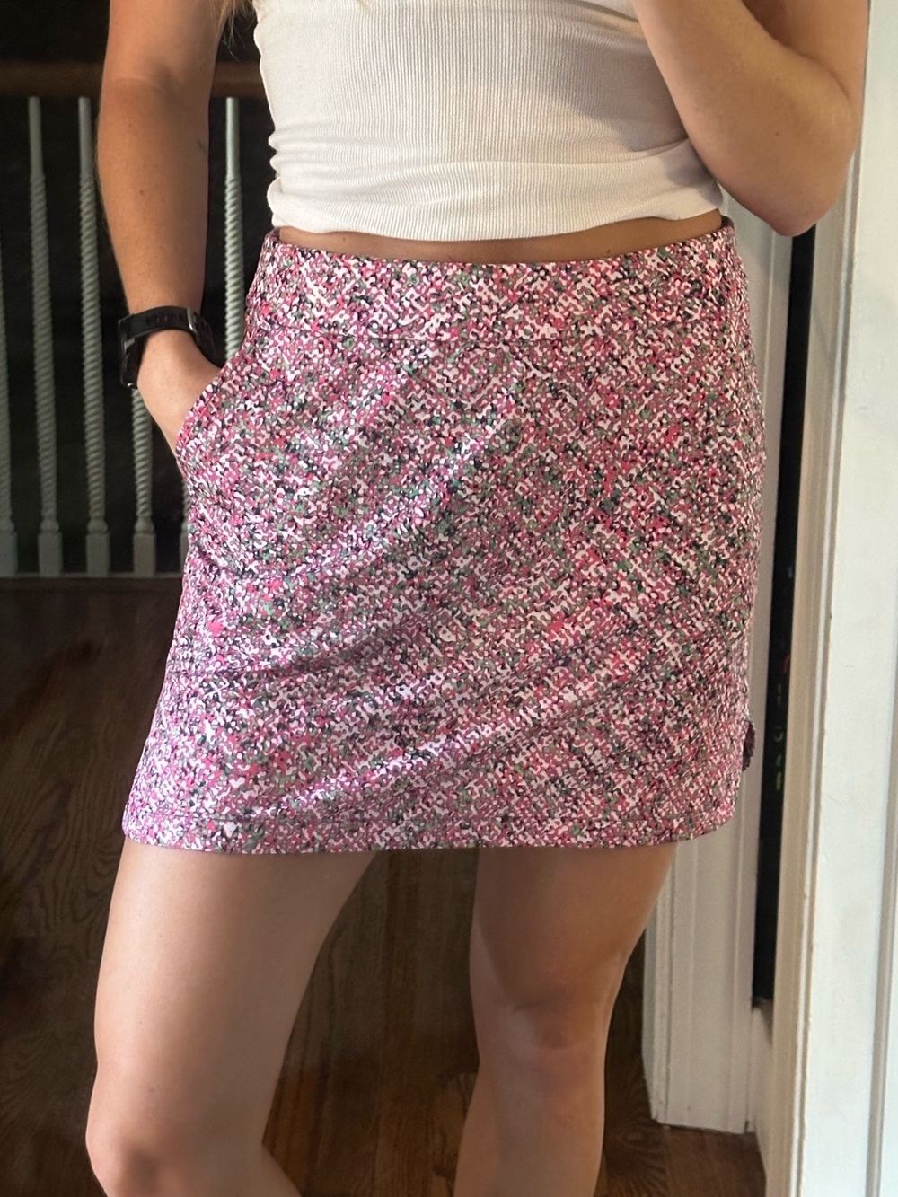 Pink Patterned Athletic Skirt